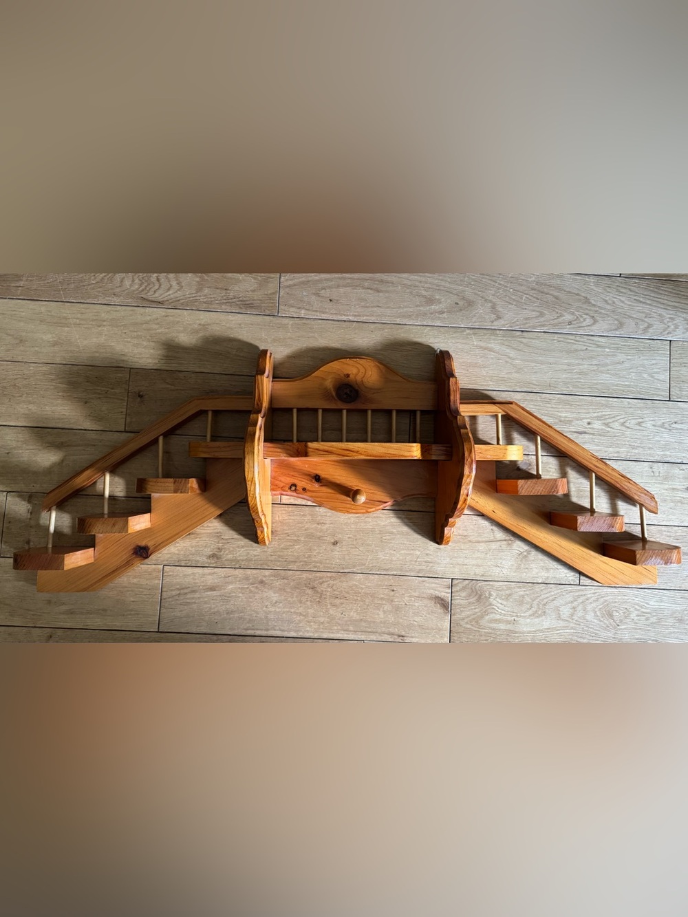VINTAGE | 80’s Wooden Staircase Shelf Trinket Knick Knack Display Grannycore